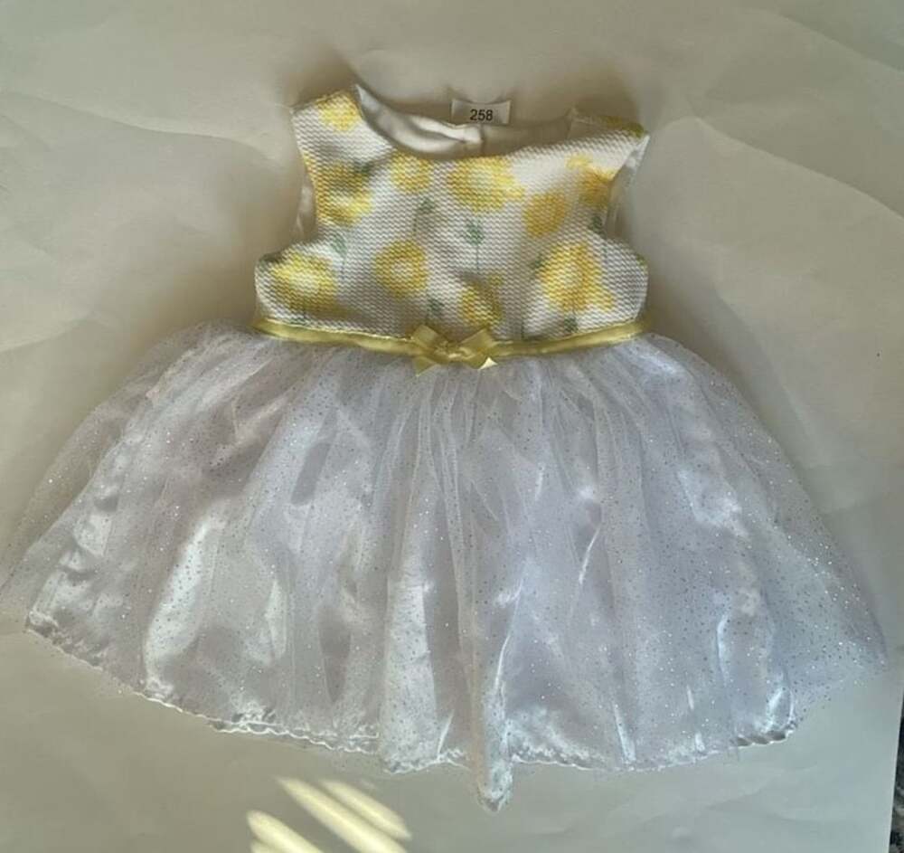 Nannette Baby Sunflower Dress Size 12M White Yellow Tulle